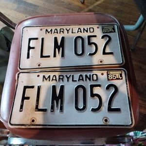 Vintage Maryland License Plates - Black and White